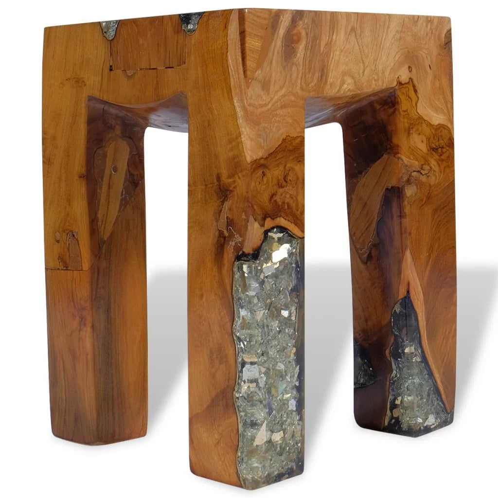 Teak Wood and Resin Stool Z1689