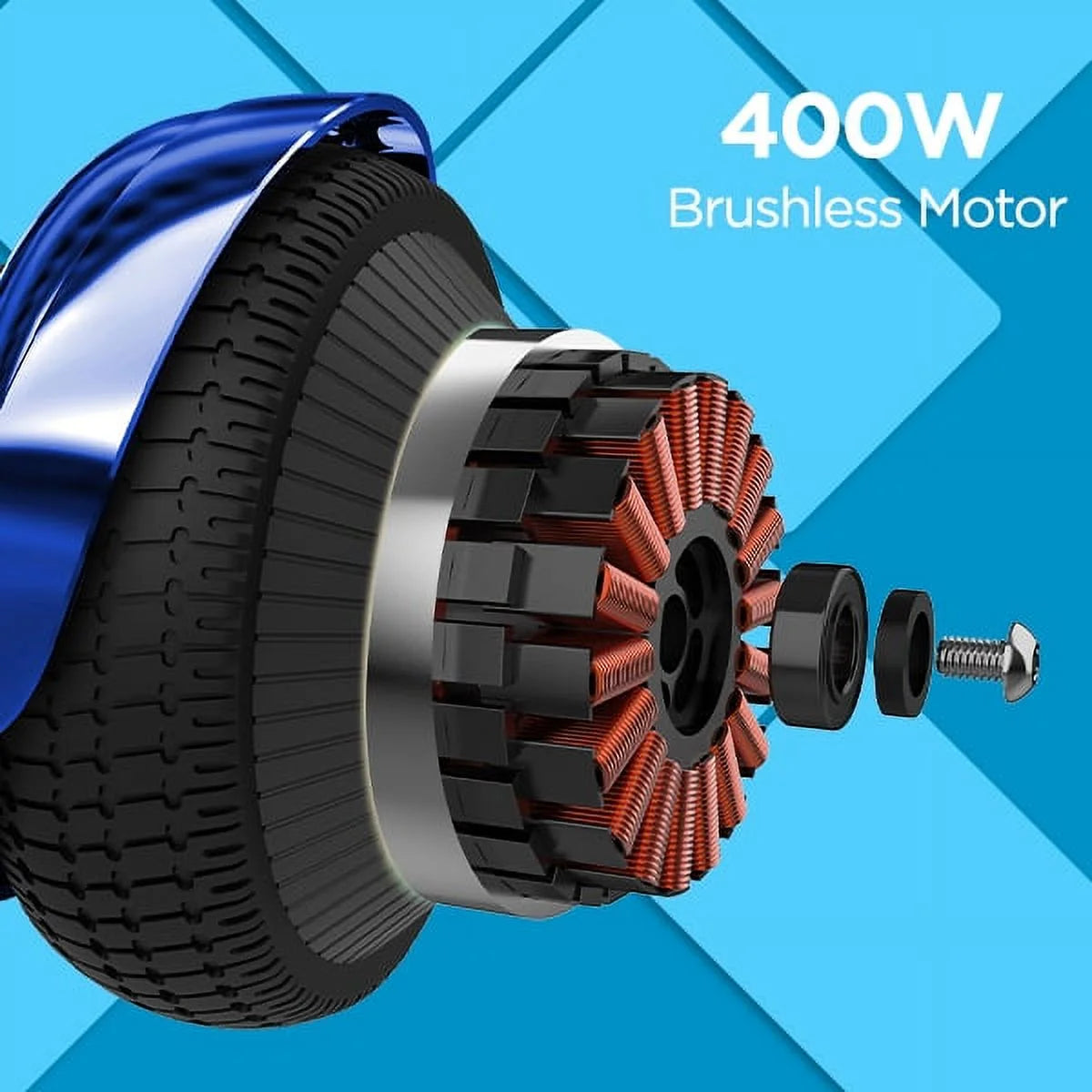 6.5 in LED Wheel Hoverboard, 220 lb Max Weight, Blue Q5037