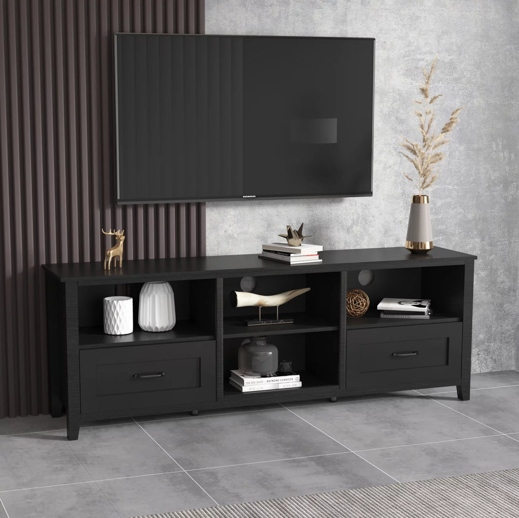 Black TV Stand with 2 Drawers and 4 Storage Compartments C195