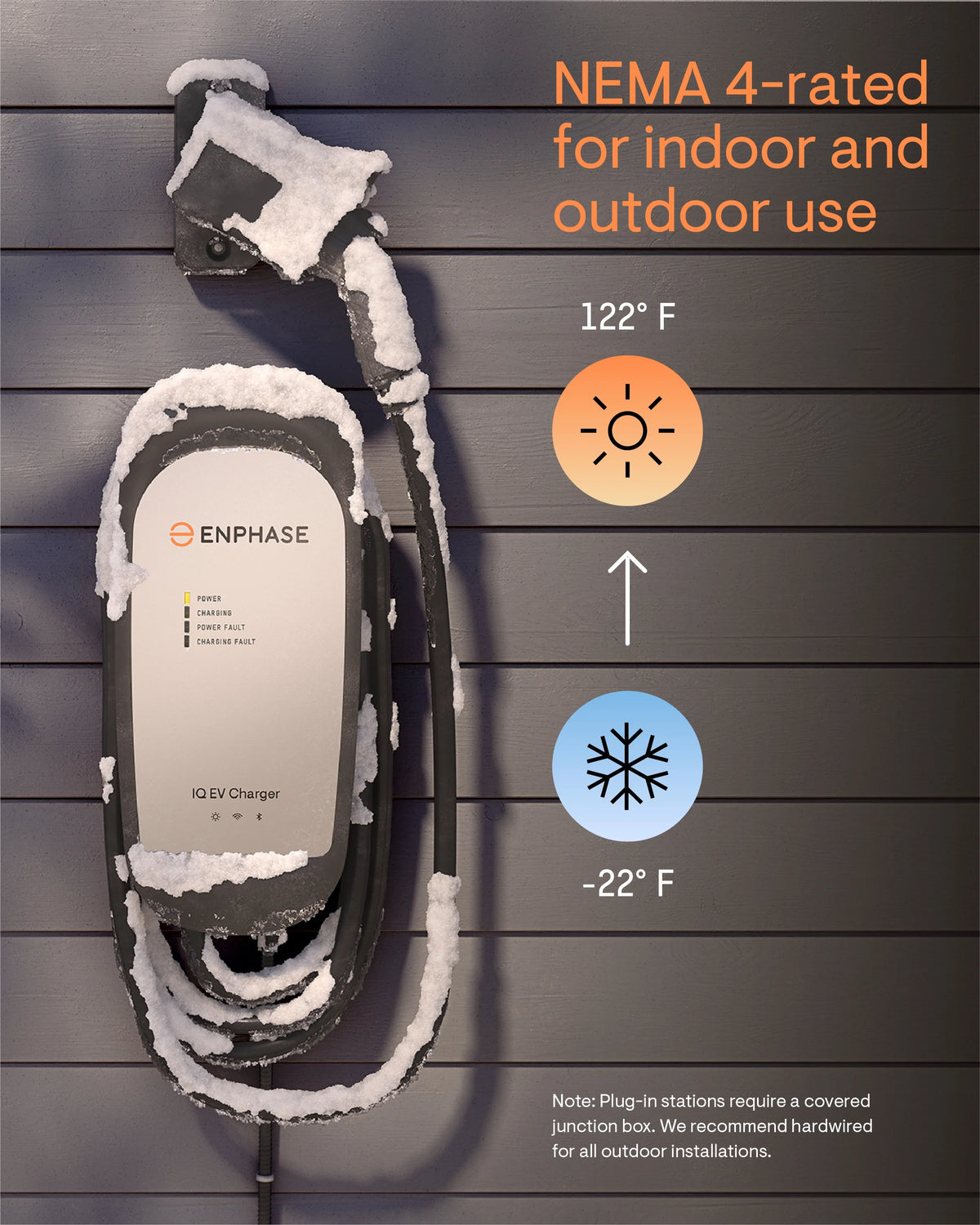 Level 2 EV Charger with Wi-Fi, 32 Amp, 240v, Hardwired, Indoor/Outdoor, 25ft Cable & J1772 Connector G308
