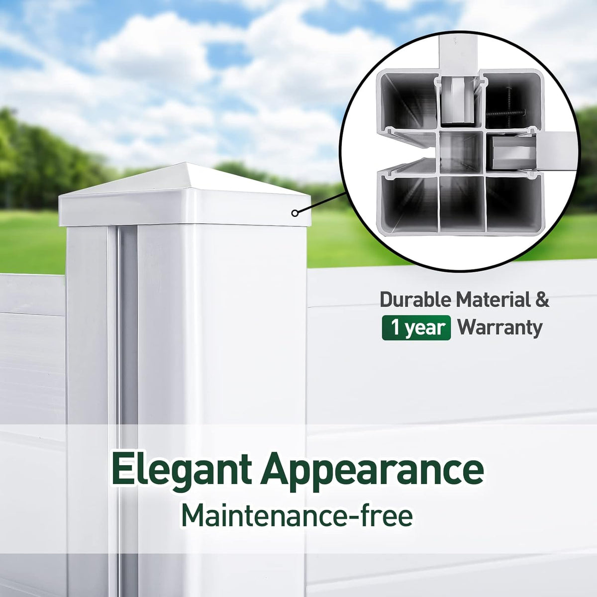 White Vinyl Fence, 2 Panels, 48W x 48H M241