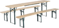 7' Wooden Outdoor Folding Picnic Table Set with Bench U6916