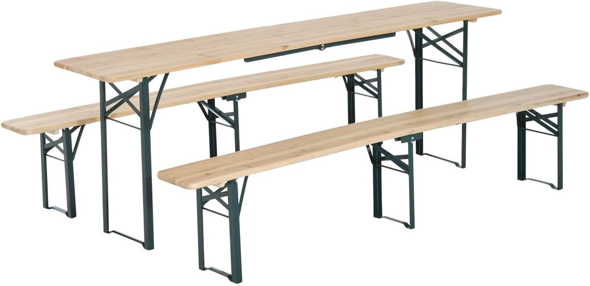 7' Wooden Outdoor Folding Picnic Table Set with Bench U6916