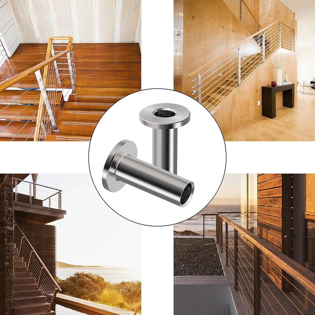 80 Pack T316 Stainless Steel Protector Sleeves for 1/8 Inch Wire Rope Cable Railing N87232