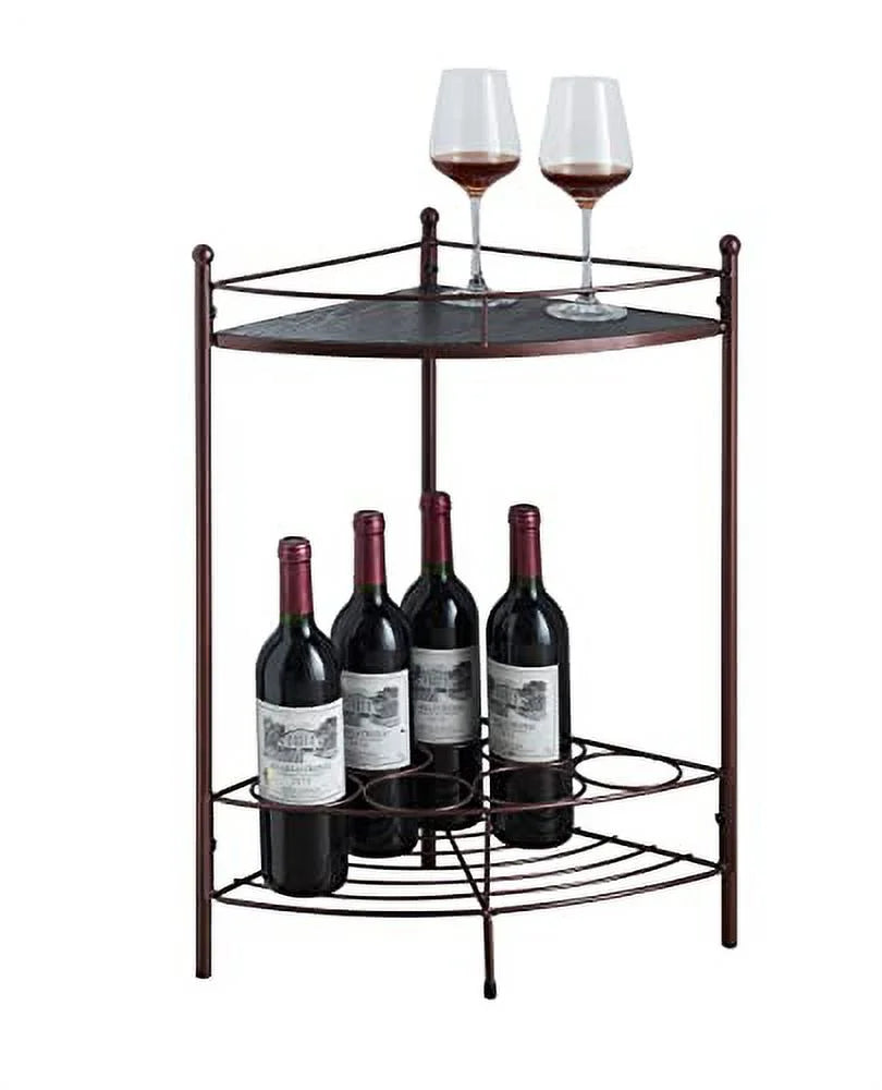 Corner Side End Table with 7-Bottle Wine Storage Rack M433171