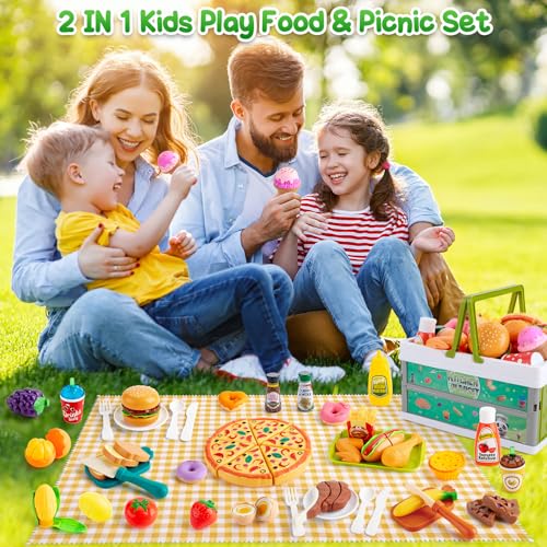 78 Pc Pretend Play Food with Storage Basket R89703