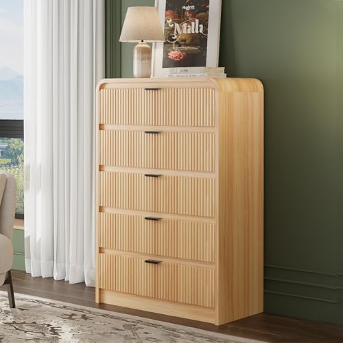 Natural Oak 5 Drawer Wood Dresser D100391