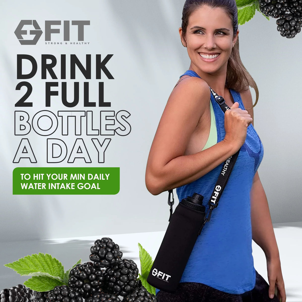 32 oz Glass Water Bottle with Time Marker and Carrier V473