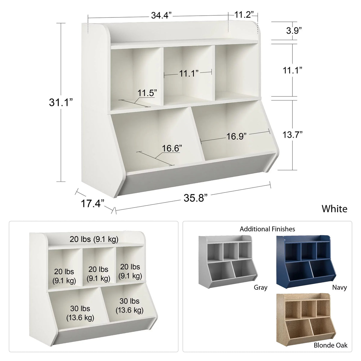 Navy Kids Toy Storage Bookcase L185819
