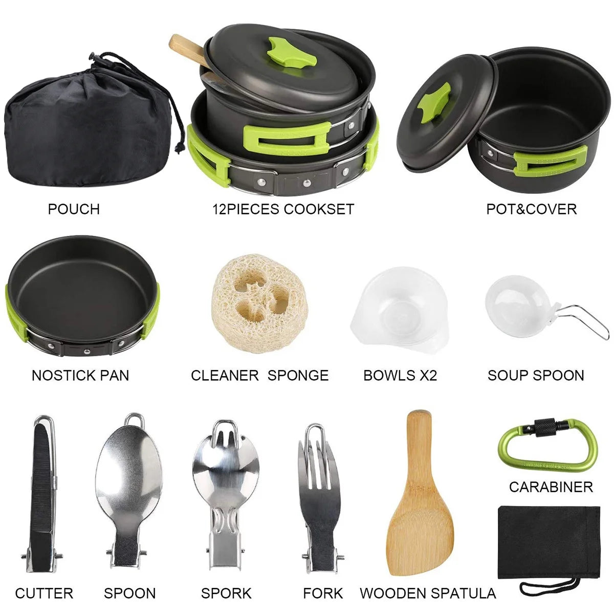 15 Pcs Non Stick Camping Cookware Set G1536