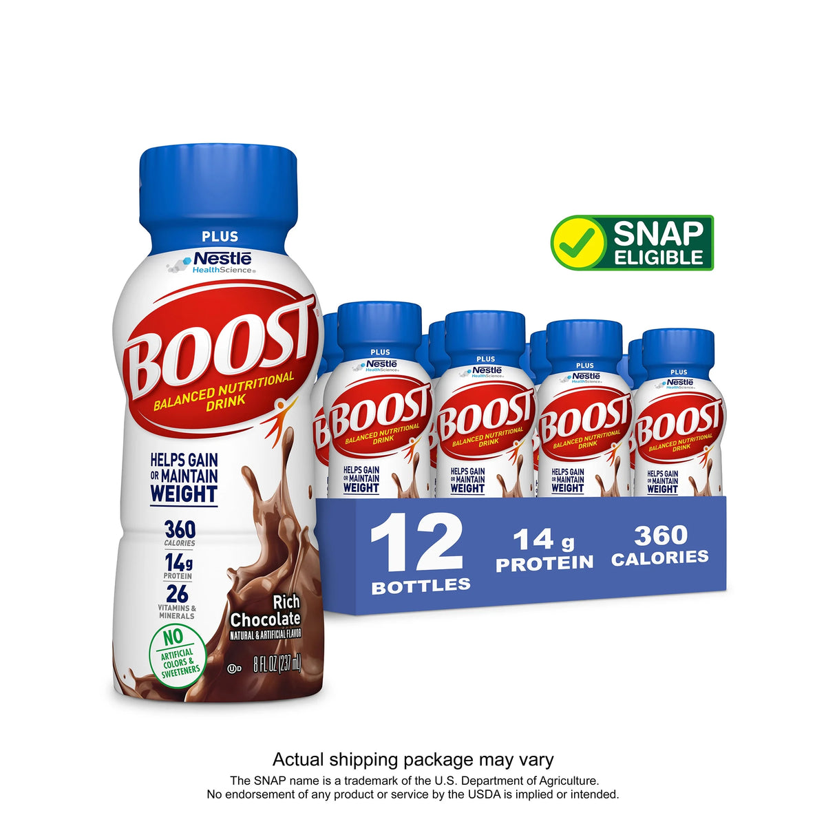 Rich Chocolate Nutritional Drink, 14g Protein, 12-8 fl oz Bottles M313677