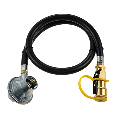 1LB Propane Tank Gas Regulator Valve with 1/4'' Quick Connect Shut Off Valve and 30Inch Propane Hose T179354