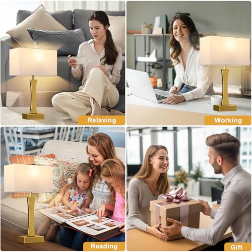 3 Way Dimmable Touch Table Lamp Set of 2 with USB Ports B920905