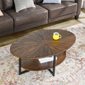 Wood Oval 2-Tier Coffee Table with Metal Legs D4423