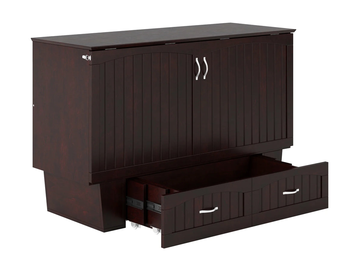Queen Solid Wood Murphy Bed Chest with Mattress T4238