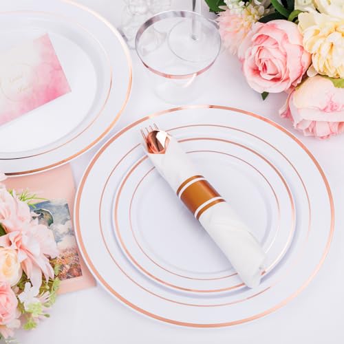 Clear Gold Plastic Dinnerware Set, 350 Pcs E587