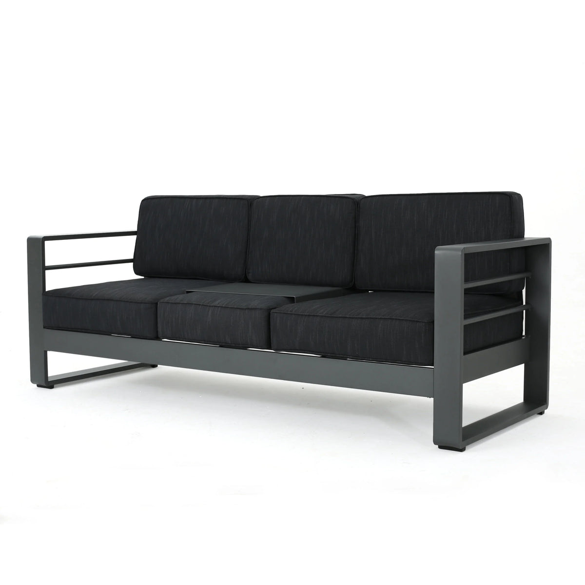 3 Seater Aluminum Loveseat Sofa with Tray X26147