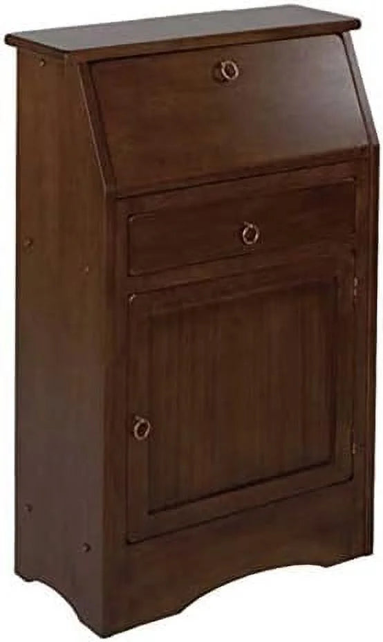 Walnut Finish Secretary Desk with Cabinet Door and Shelves P11013