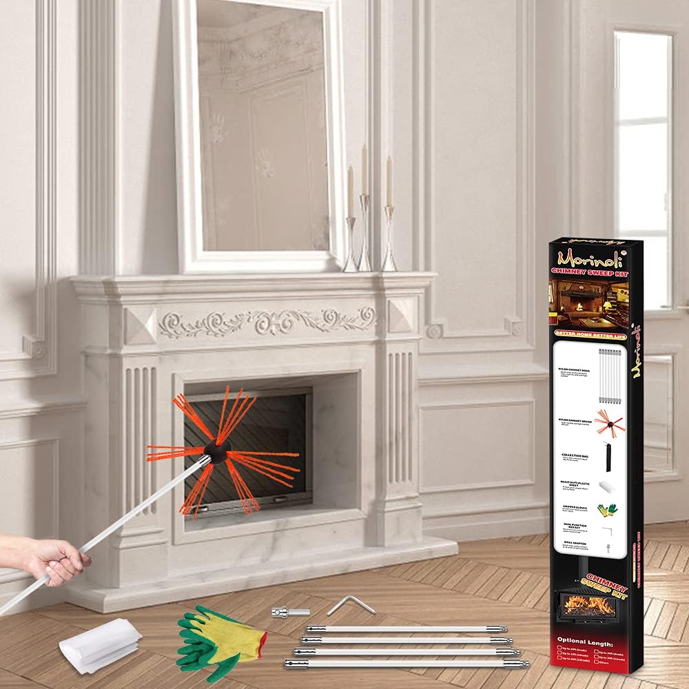 46 Feet Chimney Sweep Kit with 8 Flexible Chimney Rods E37560