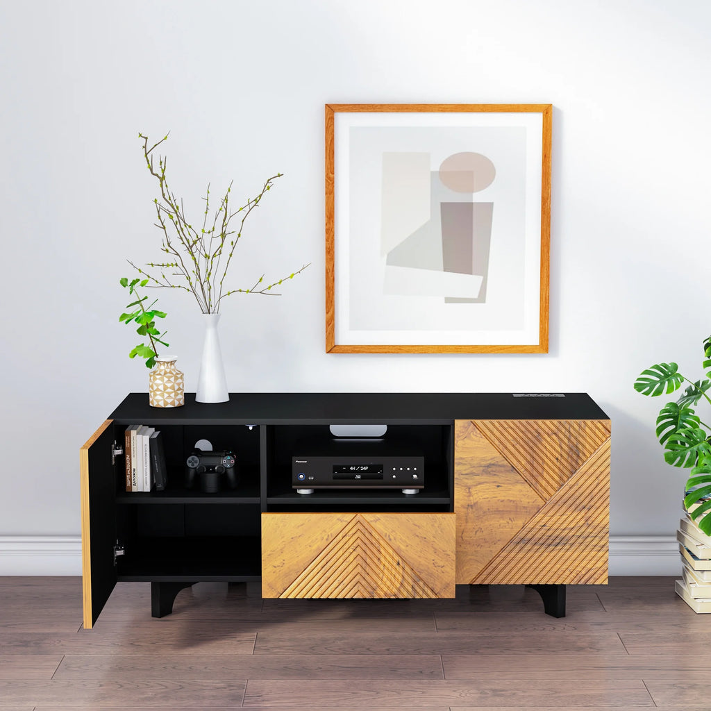 Mid Century Modern TV Stand with Power Outlets P335