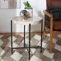 Burnt Orange Stone Round Top Accent Table Y5087