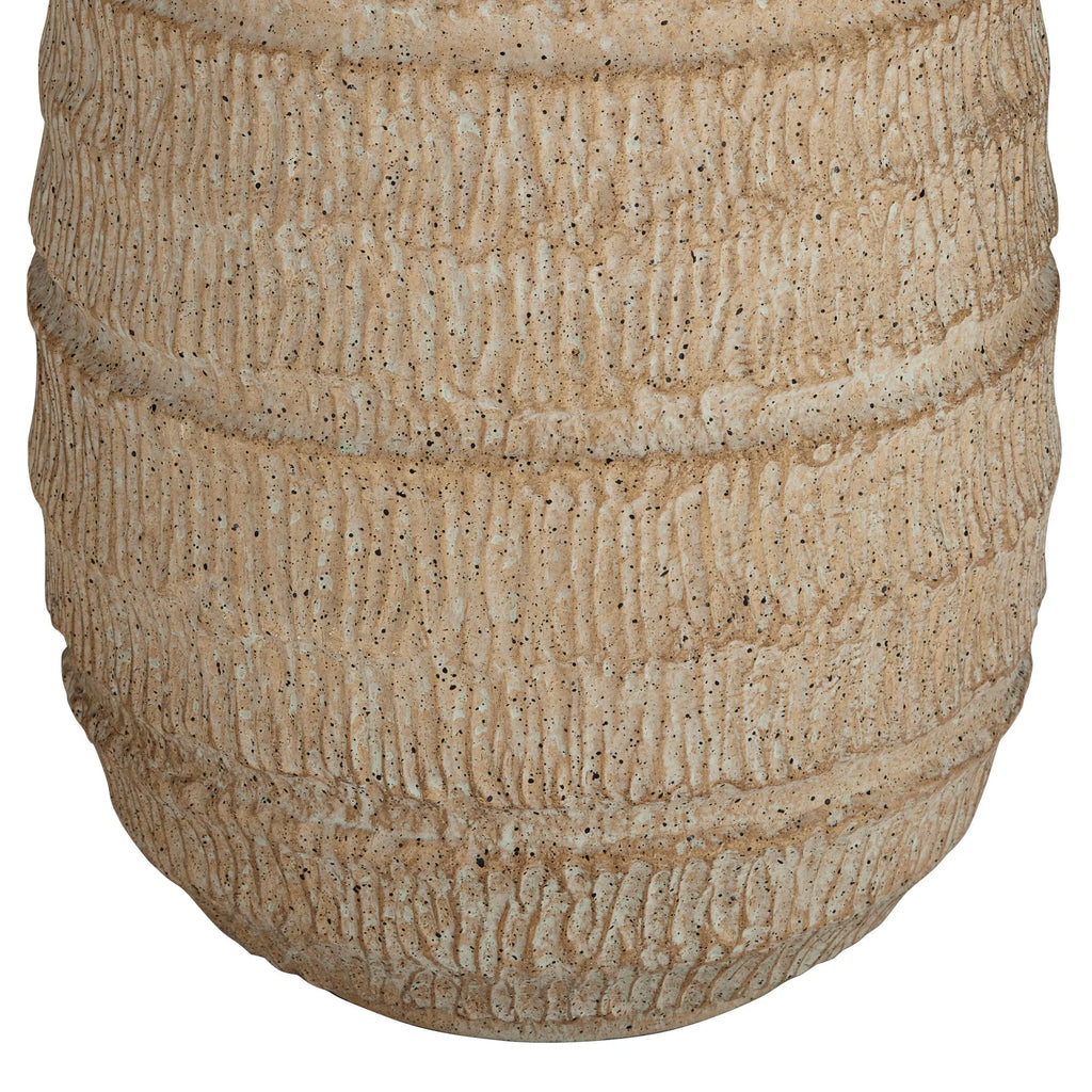 Farmhouse Rustic End Table Lamp Beige Faux Wood Oatmeal Fabric Shade W7921