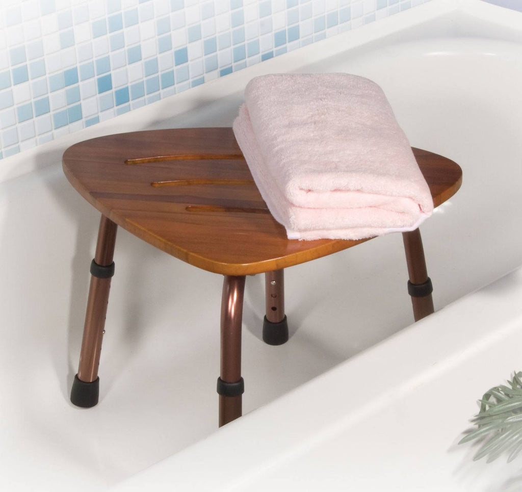 Adjustable Height Teak Bath Bench Stool P9564