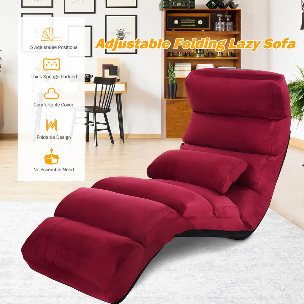 Folding Sofa Chair with Pillow Burgundy Z401534