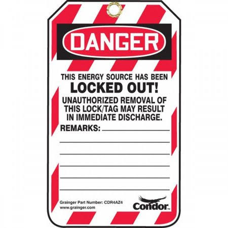 Lockout Tag, 3-1/4 In. W x 5-3/4 In. H, PK100 Y19351