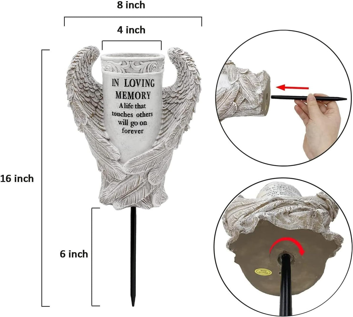 Grave Vase with Angel Wings U937