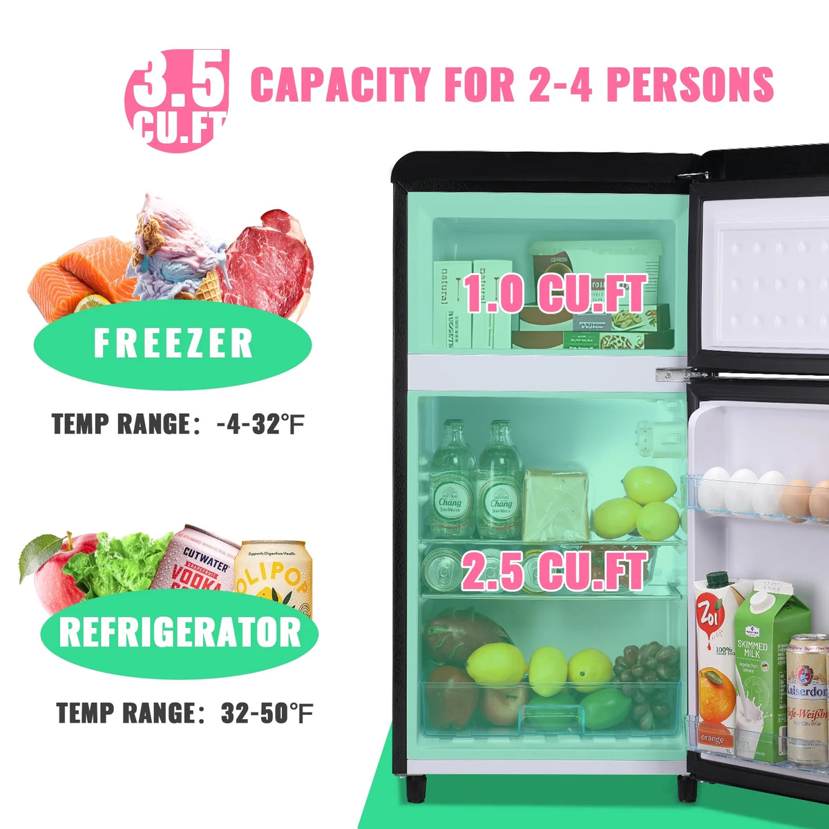 3.5 Cu. ft Double Door Mini Fridge W761499