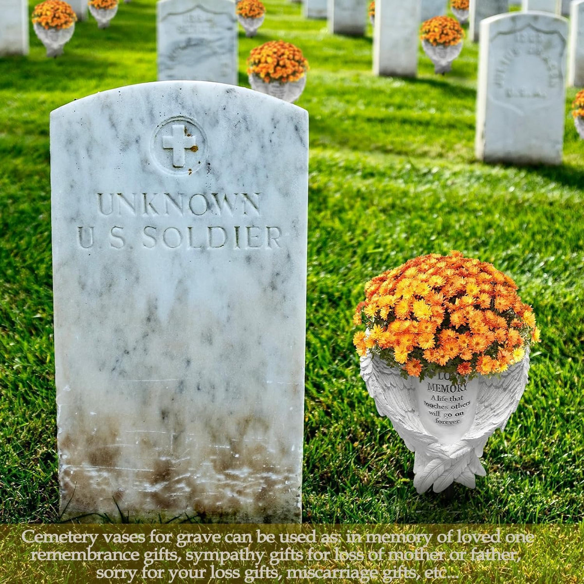 Grave Vase with Angel Wings U937
