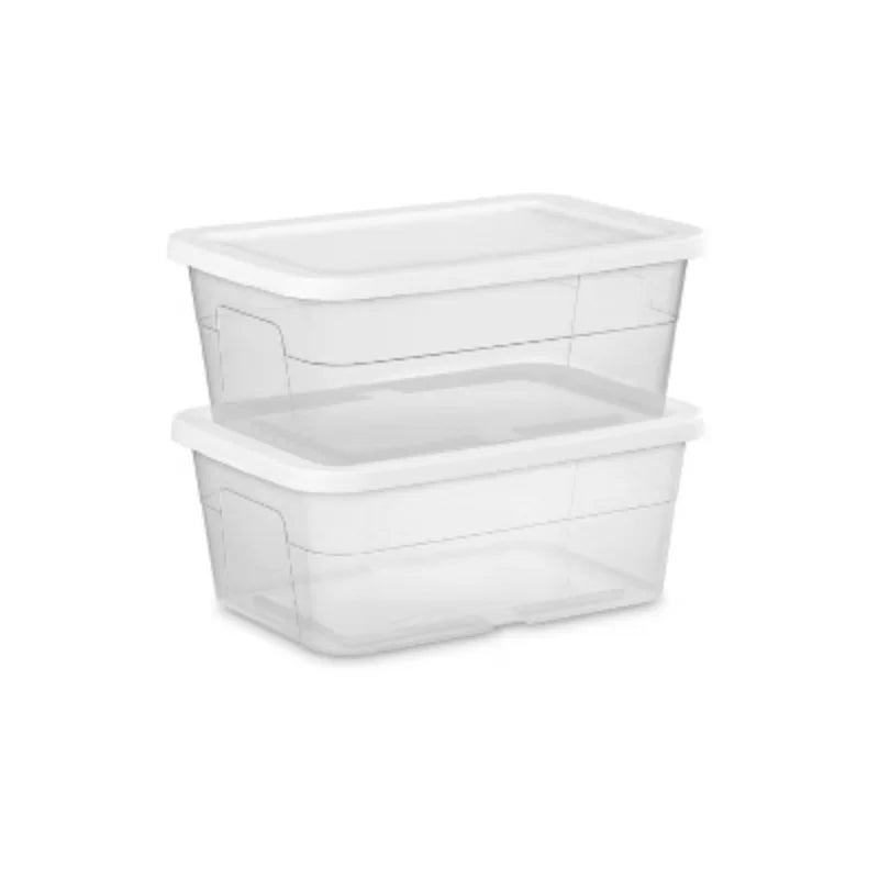 16qt Clear Storage Box with White Lid U569975