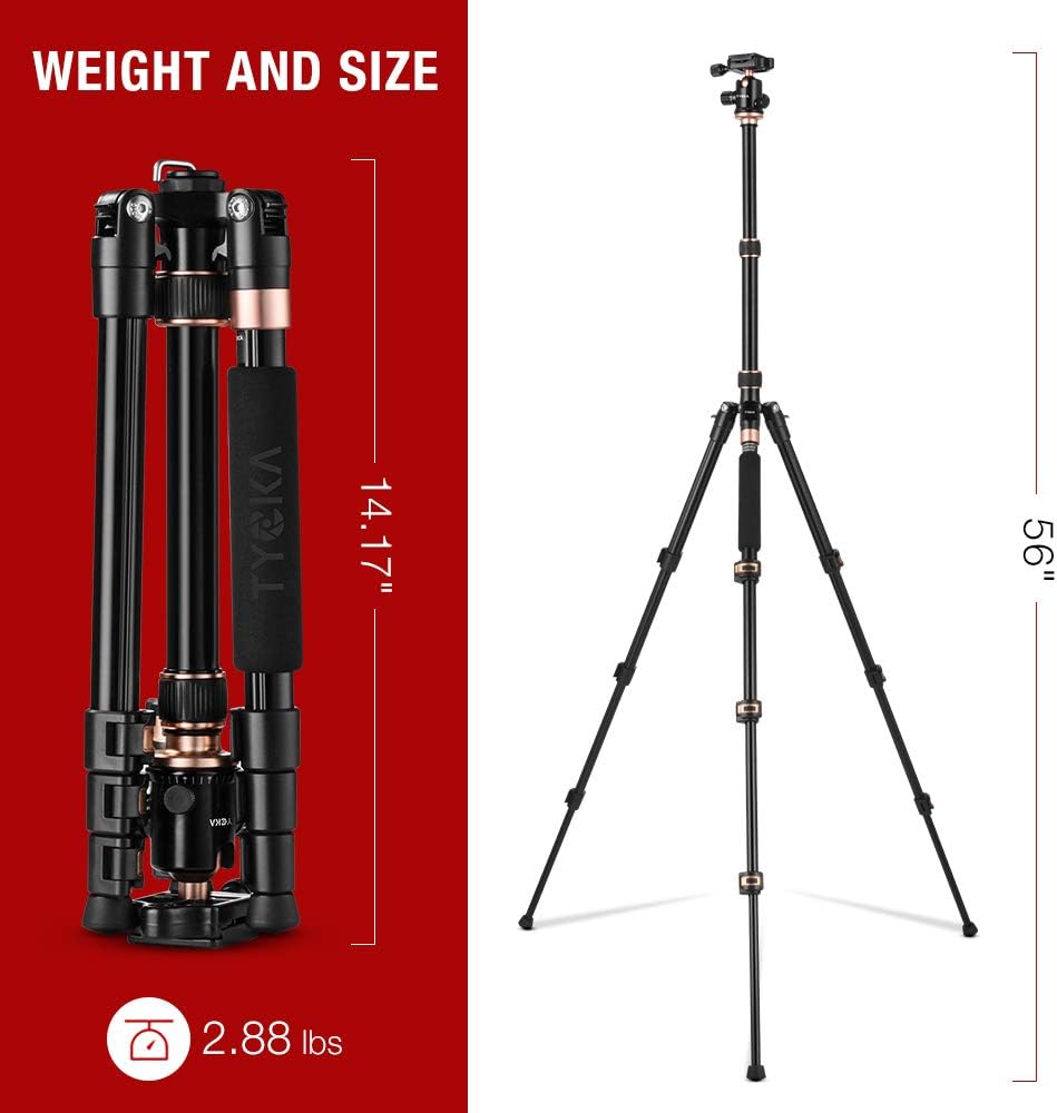 Lightweight Aluminum 56” Camera Tripod with 360 Degree Ball Head L115