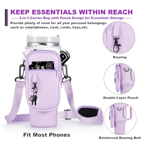 Pink Insulated Neoprene Water Bottle Carrier Bag with Adjustable Strap M10659