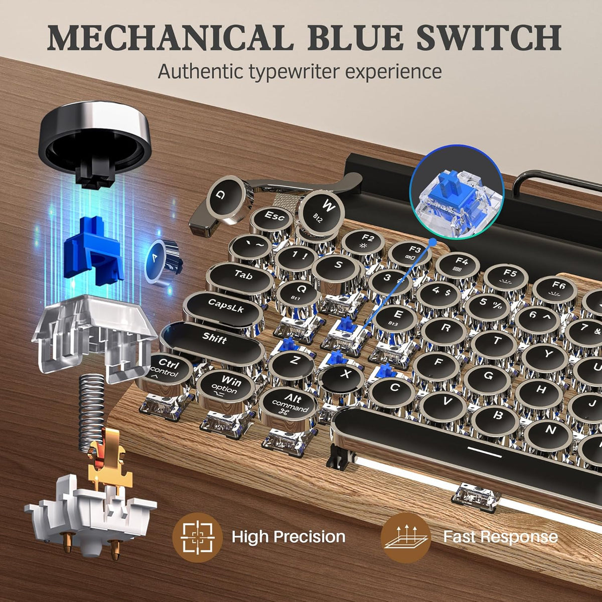 83-Key Wireless Mechanical Keyboard with Blue Switches and LED Backlight L94666