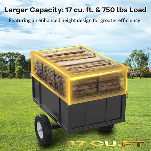Heavy Duty Utility Trailer, 750lbs Capacity 17 Cu. Ft. Dump Trailer with Removable Sides D64263