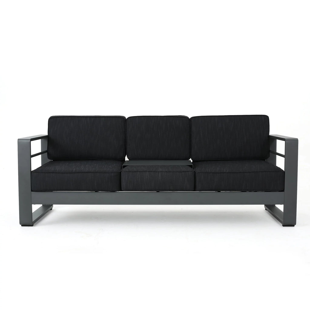 3 Seater Aluminum Loveseat Sofa with Tray X26147