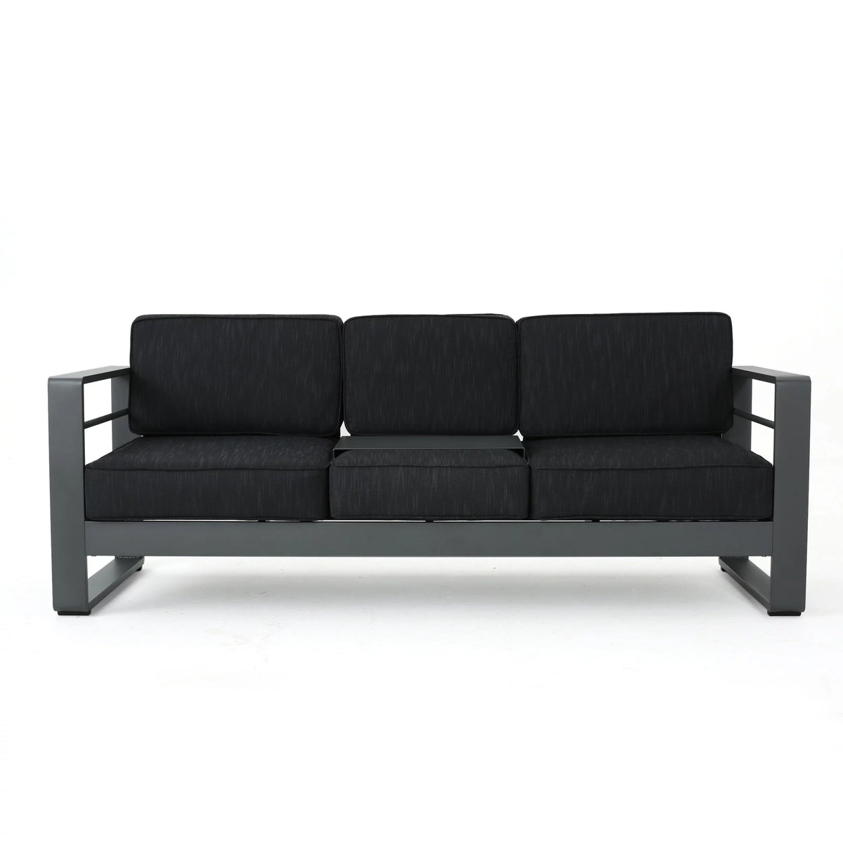 3 Seater Aluminum Loveseat Sofa with Tray X26147