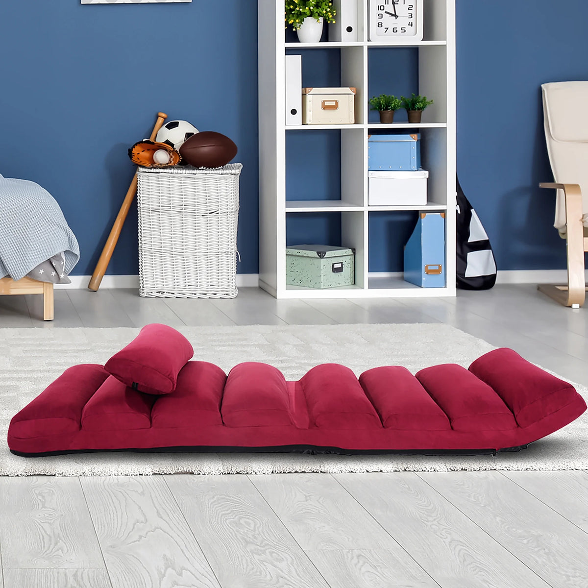 Folding Sofa Chair with Pillow Burgundy Z401534