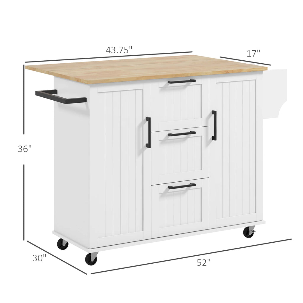 White Kitchen Island on Wheels G683