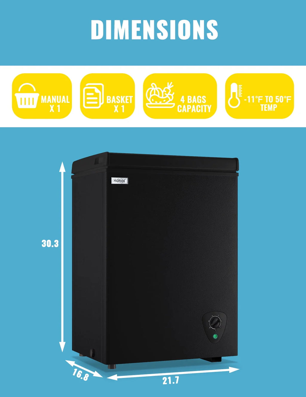 3.5 Cubic Feet White Chest Freezer H291