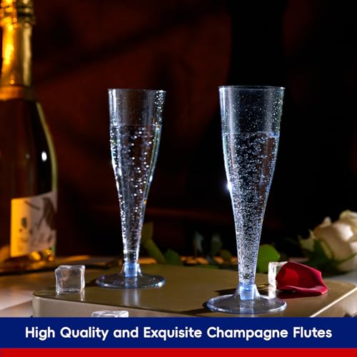 100 Pack 4.5 oz Clear Plastic Champagne Flutes Q260