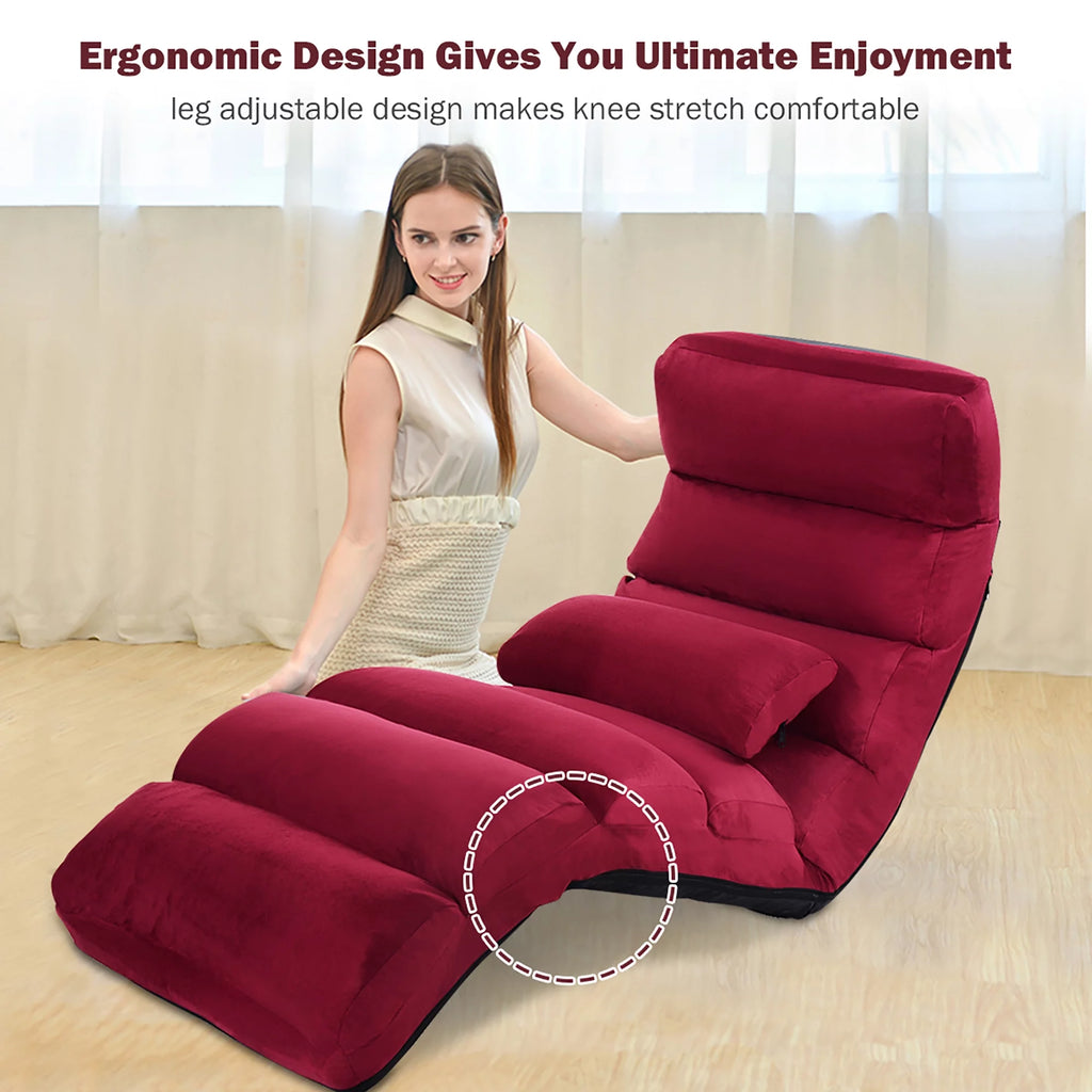 Folding Sofa Chair with Pillow Burgundy Z401534