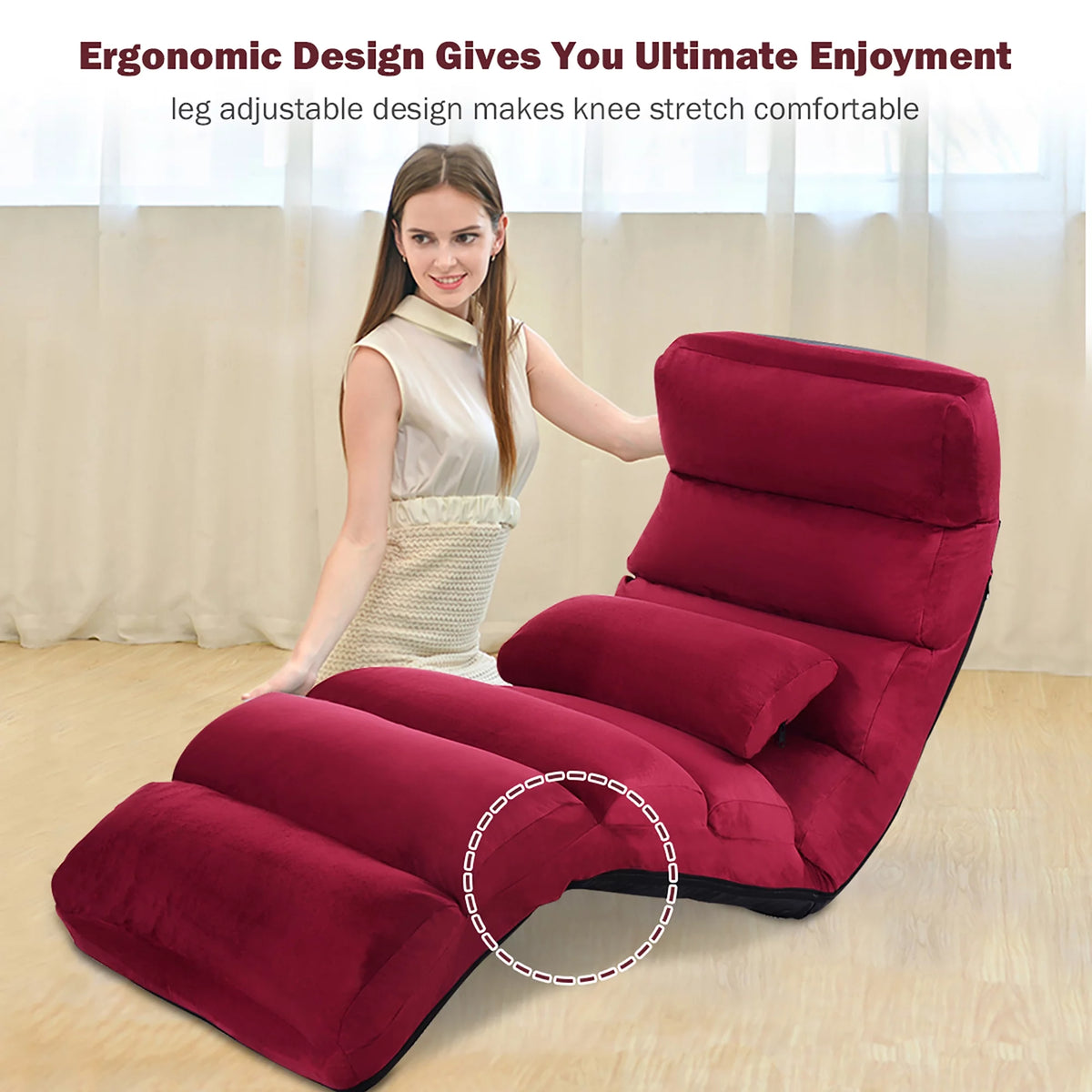 Folding Sofa Chair with Pillow Burgundy Z401534
