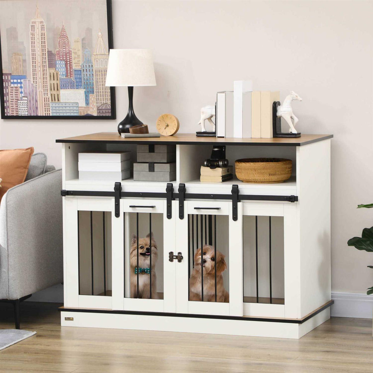 Dog Crate Furniture with Shelves Y464