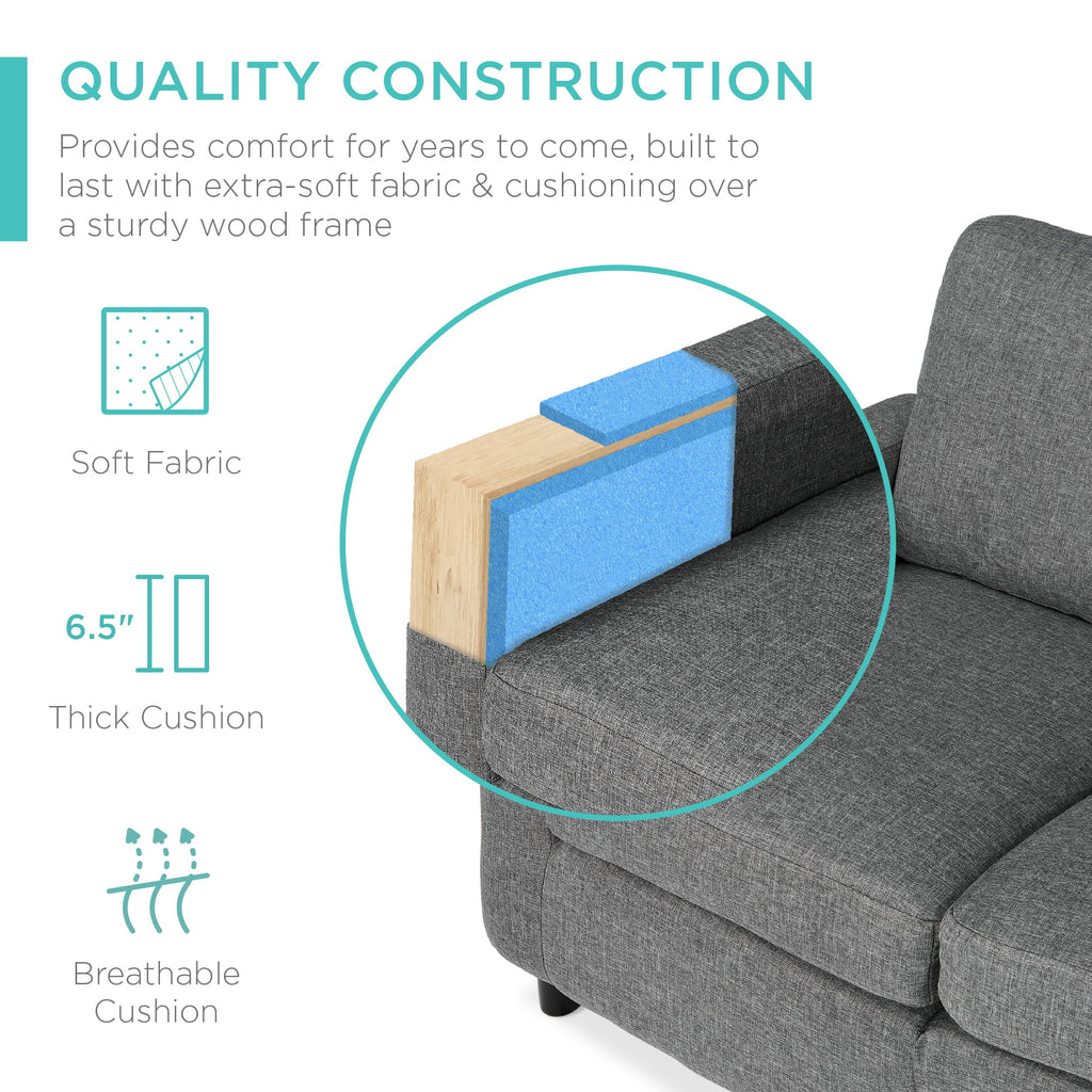 Linen Sectional Sofa Couch with Chaise Lounge W35287