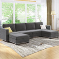 Dark Grey 6 Seater Modular Sectional Sleeper Sofa with Storage F7646