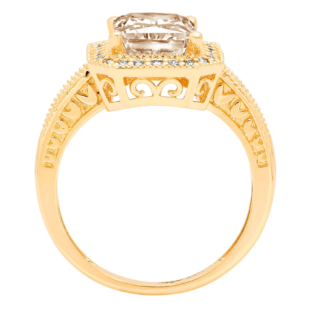 Champagne Simulated Diamond Halo Ring K14341