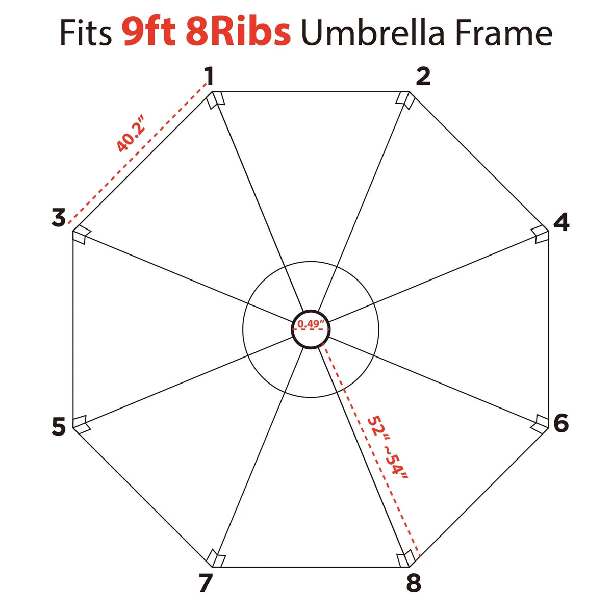Beige Replacement Canopy for Round 9FT Patio Umbrellas with 8 Ribs K991374